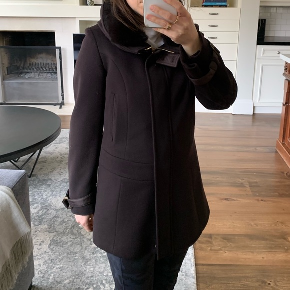 S Max Mara chocolate brown wool coat with real fur collar - Picture 7 of 7
